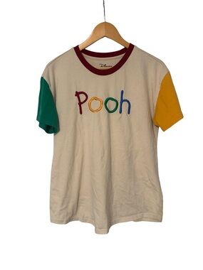 Disney Cream Colorblock Short Sleeve Tee with Embroidered ‘Pooh’